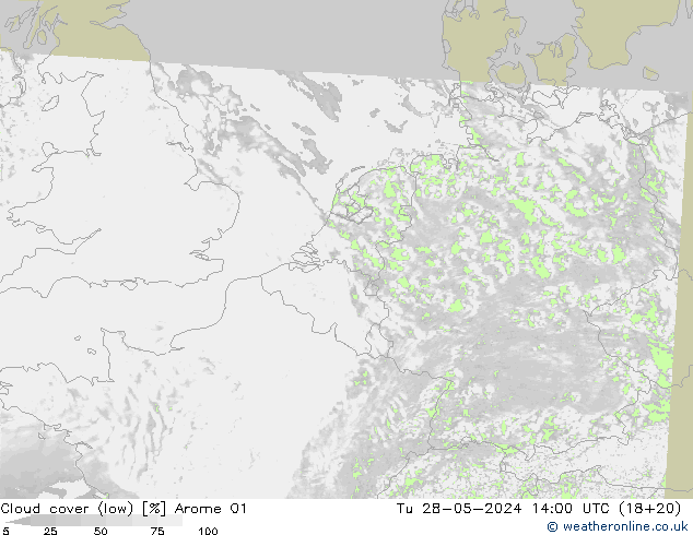 Wolken (tief) Arome 01 Di 28.05.2024 14 UTC
