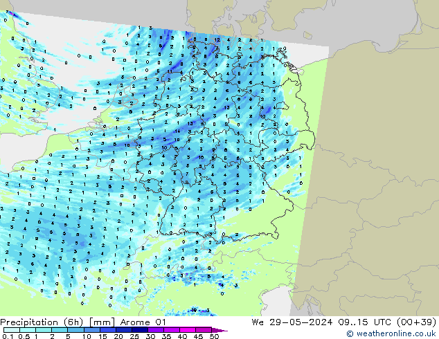 Yağış (6h) Arome 01 Çar 29.05.2024 15 UTC