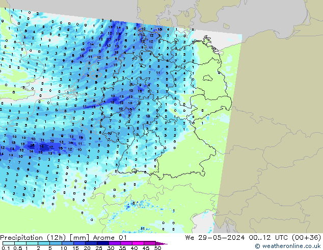 opad (12h) Arome 01 śro. 29.05.2024 12 UTC