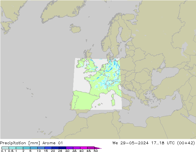 Neerslag Arome 01 wo 29.05.2024 18 UTC