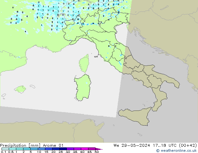 Precipitation Arome 01 We 29.05.2024 18 UTC