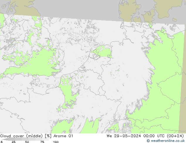 Nuages (moyen) Arome 01 mer 29.05.2024 00 UTC