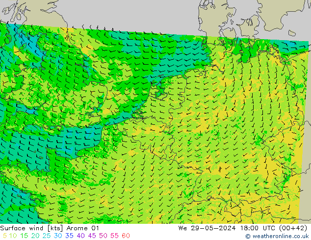 Bodenwind Arome 01 Mi 29.05.2024 18 UTC