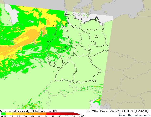 Windböen Arome 01 Di 28.05.2024 21 UTC