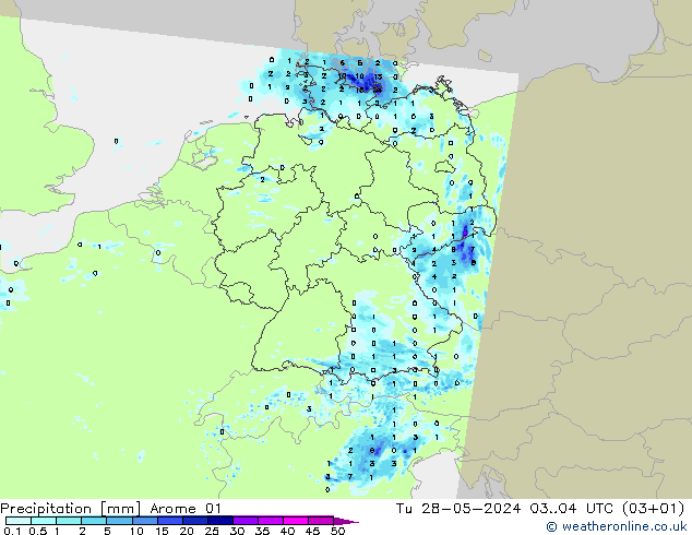 Precipitation Arome 01 Tu 28.05.2024 04 UTC