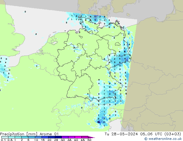 precipitação Arome 01 Ter 28.05.2024 06 UTC