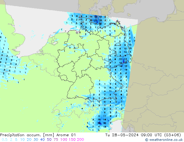 Precipitation accum. Arome 01 вт 28.05.2024 09 UTC