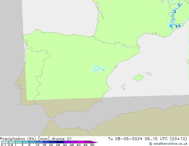 Precipitação (6h) Arome 01 Ter 28.05.2024 15 UTC