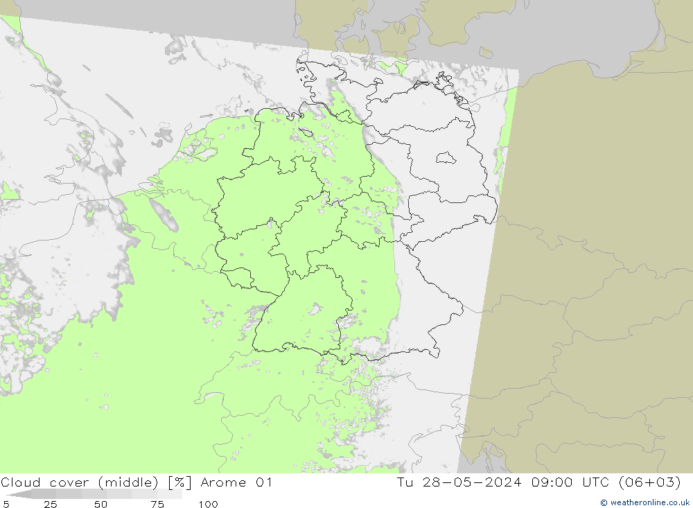 Nubi medie Arome 01 mar 28.05.2024 09 UTC