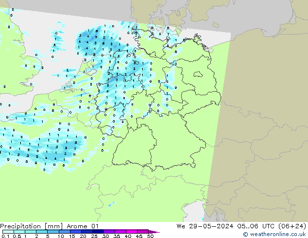 Precipitación Arome 01 mié 29.05.2024 06 UTC