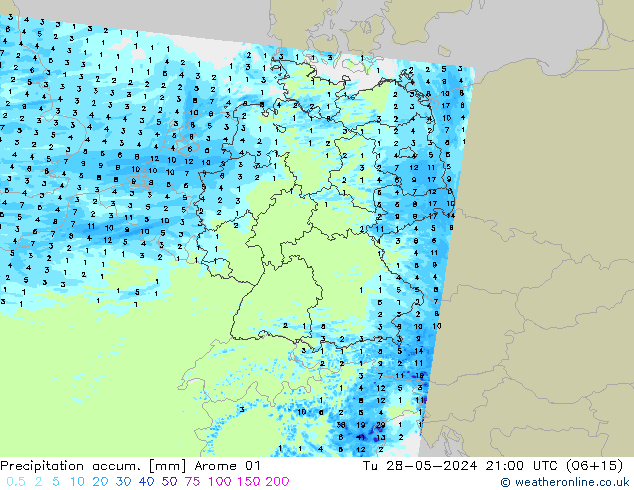 Nied. akkumuliert Arome 01 Di 28.05.2024 21 UTC