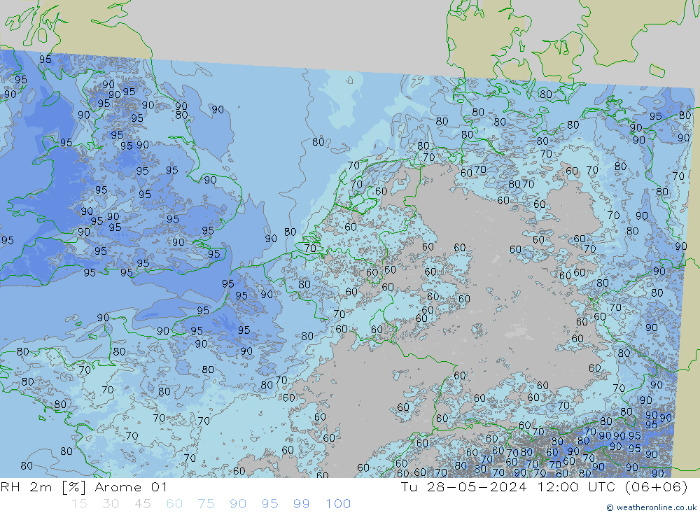 RH 2m Arome 01 Di 28.05.2024 12 UTC