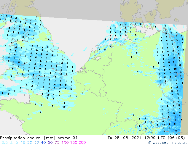 Precipitation accum. Arome 01 Ter 28.05.2024 12 UTC