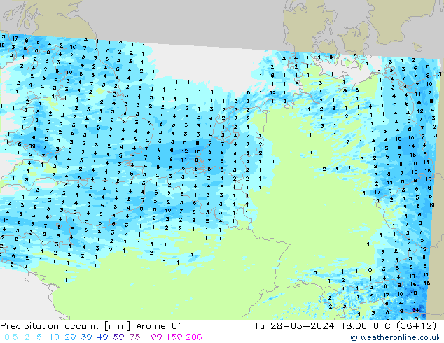 Nied. akkumuliert Arome 01 Di 28.05.2024 18 UTC