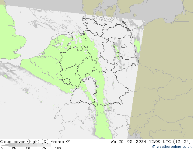 Wolken (hohe) Arome 01 Mi 29.05.2024 12 UTC