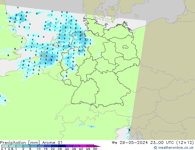 Precipitación Arome 01 mié 29.05.2024 00 UTC