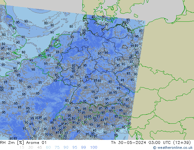 RH 2m Arome 01 Do 30.05.2024 03 UTC