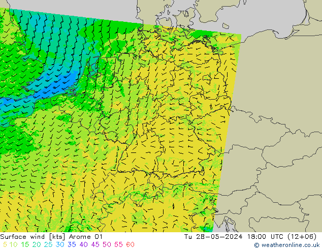 Wind 10 m Arome 01 di 28.05.2024 18 UTC