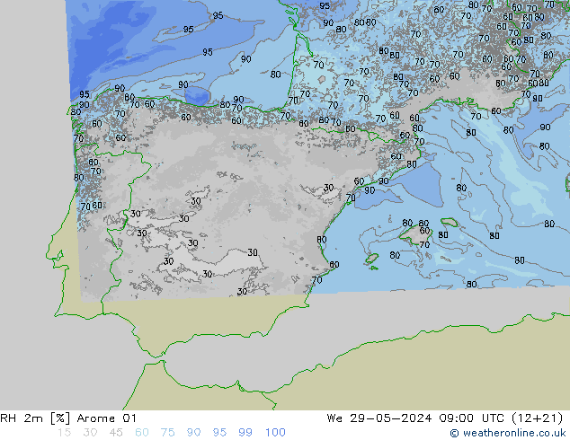RV 2m Arome 01 wo 29.05.2024 09 UTC