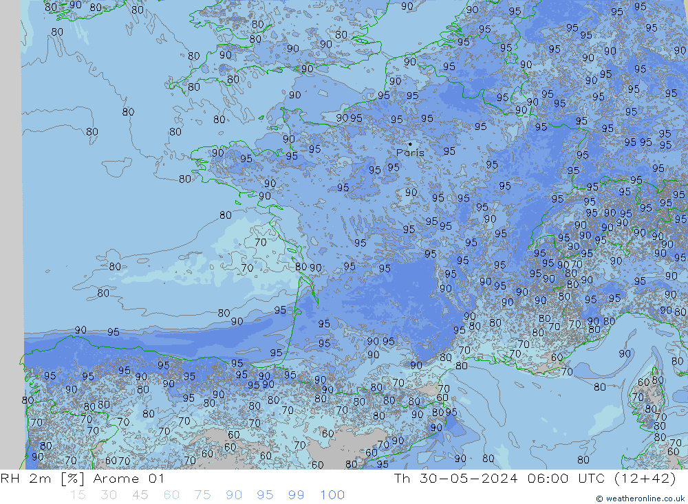 RH 2m Arome 01  30.05.2024 06 UTC