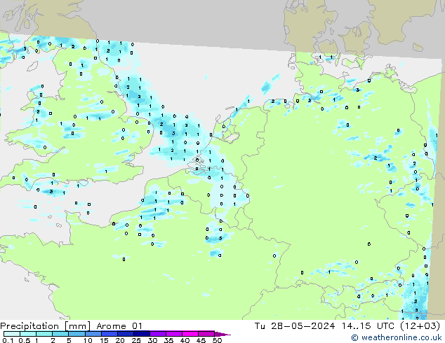 降水 Arome 01 星期二 28.05.2024 15 UTC