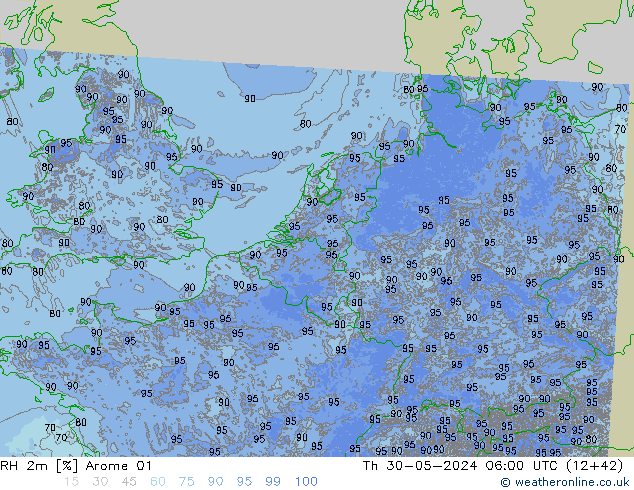 RH 2m Arome 01 Do 30.05.2024 06 UTC