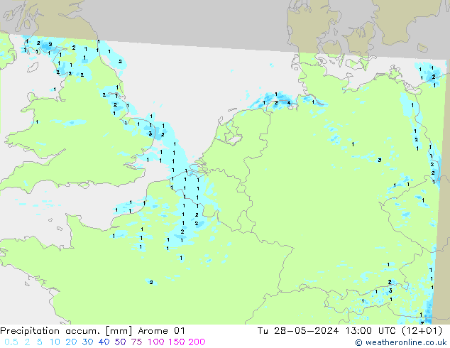 Precipitation accum. Arome 01 вт 28.05.2024 13 UTC