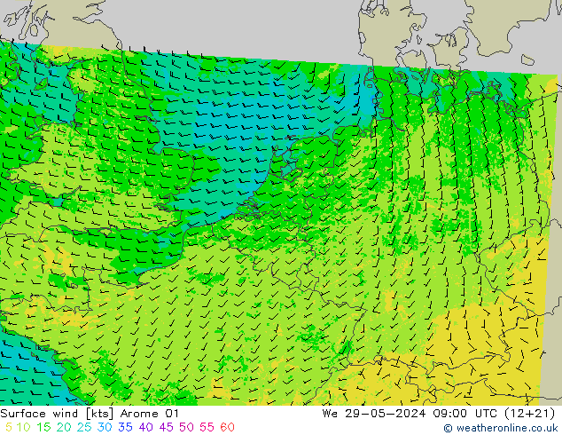 Bodenwind Arome 01 Mi 29.05.2024 09 UTC