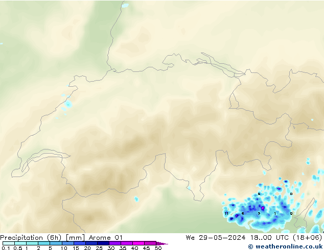 Precipitation (6h) Arome 01 We 29.05.2024 00 UTC