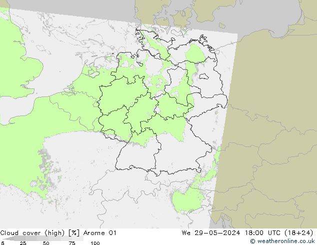 Wolken (hohe) Arome 01 Mi 29.05.2024 18 UTC