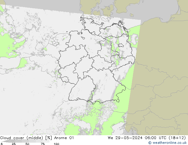 Nubes medias Arome 01 mié 29.05.2024 06 UTC