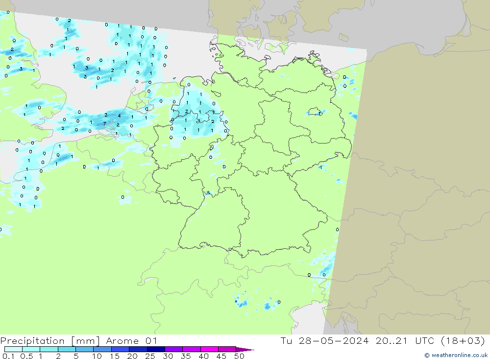 Precipitation Arome 01 Tu 28.05.2024 21 UTC