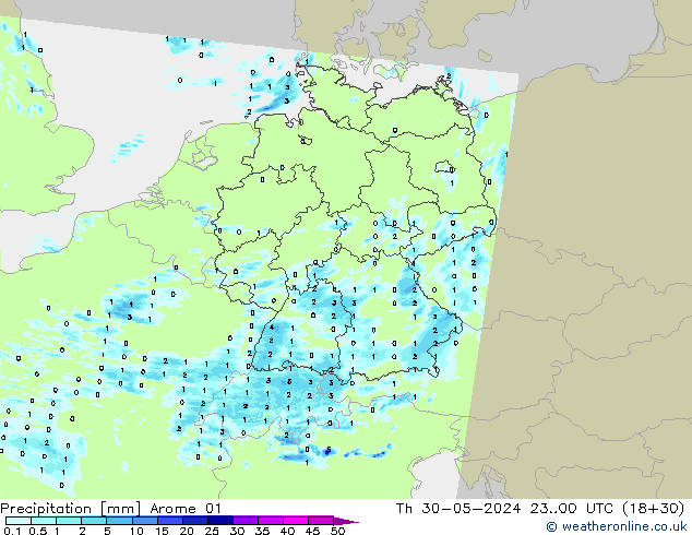 Precipitation Arome 01 Th 30.05.2024 00 UTC
