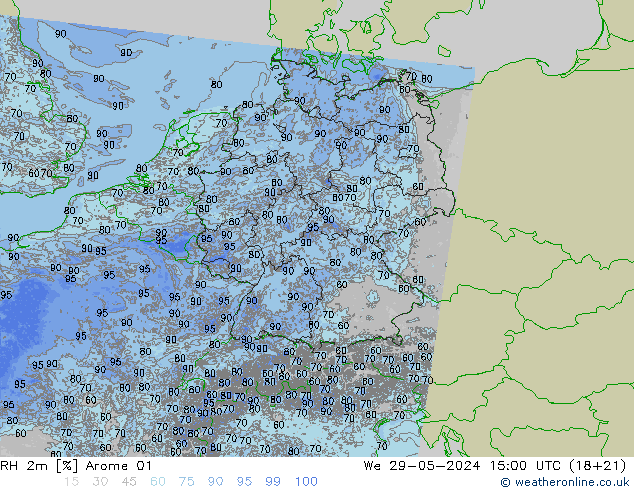 RH 2m Arome 01  29.05.2024 15 UTC