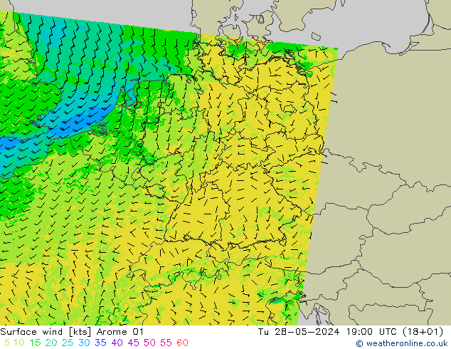 Bodenwind Arome 01 Di 28.05.2024 19 UTC