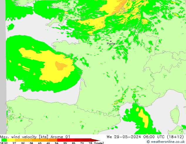 Windböen Arome 01 Mi 29.05.2024 06 UTC