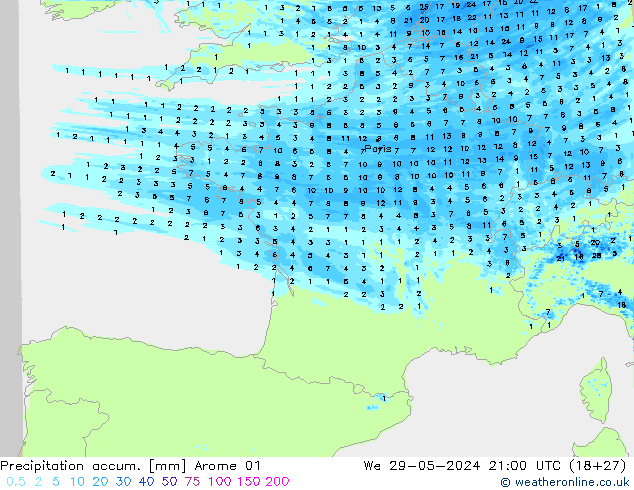 Precipitation accum. Arome 01 Qua 29.05.2024 21 UTC