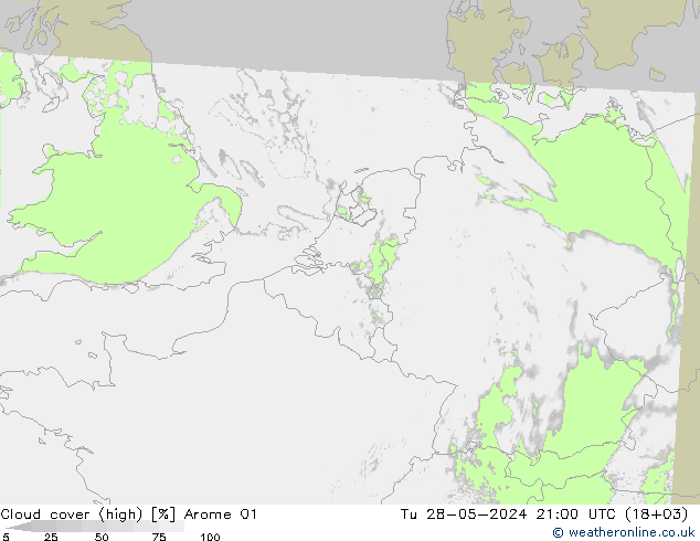 vysoký oblak Arome 01 Út 28.05.2024 21 UTC