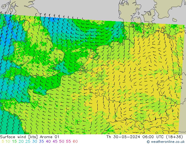 Bodenwind Arome 01 Do 30.05.2024 06 UTC