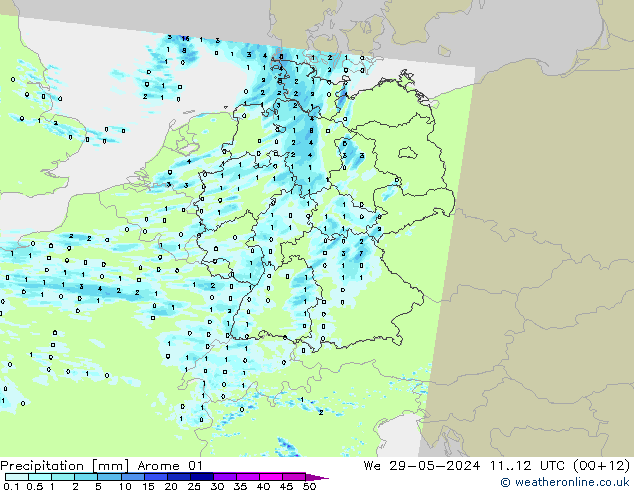 Précipitation Arome 01 mer 29.05.2024 12 UTC