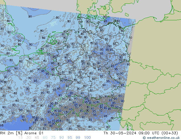 RV 2m Arome 01 do 30.05.2024 09 UTC