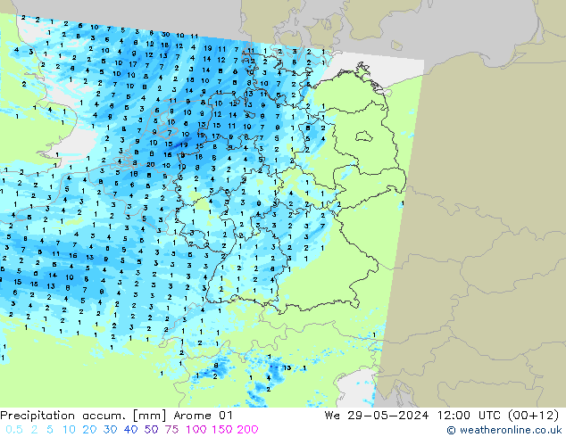 Precipitation accum. Arome 01 Qua 29.05.2024 12 UTC