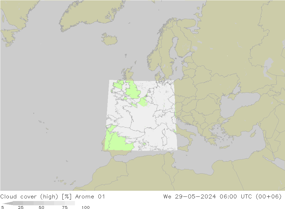 zachmurzenie (wysokie) Arome 01 śro. 29.05.2024 06 UTC