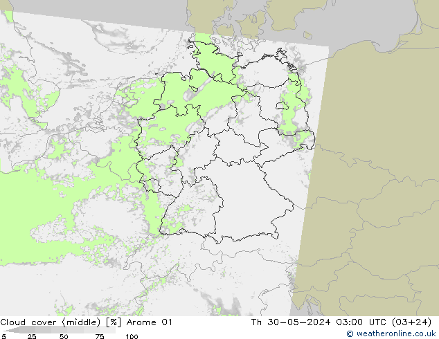 Nubi medie Arome 01 gio 30.05.2024 03 UTC