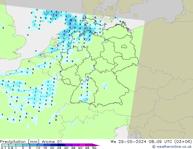 Precipitation Arome 01 We 29.05.2024 09 UTC