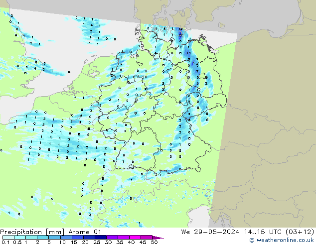 Precipitation Arome 01 We 29.05.2024 15 UTC