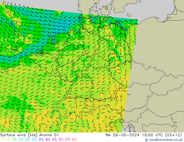 Surface wind Arome 01 St 29.05.2024 15 UTC