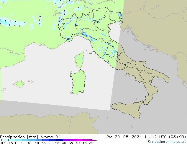 Precipitazione Arome 01 mer 29.05.2024 12 UTC