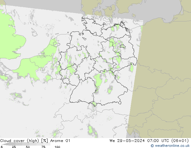 nuvens (high) Arome 01 Qua 29.05.2024 07 UTC