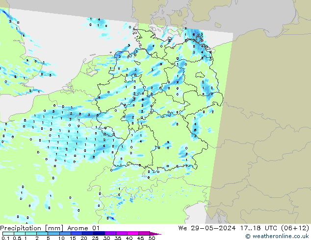 Srážky Arome 01 St 29.05.2024 18 UTC